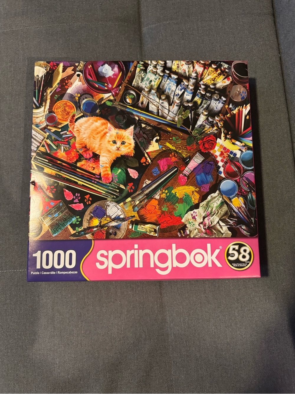 Springbok 1000-Piece Puzzle - Colorful Orange Cat